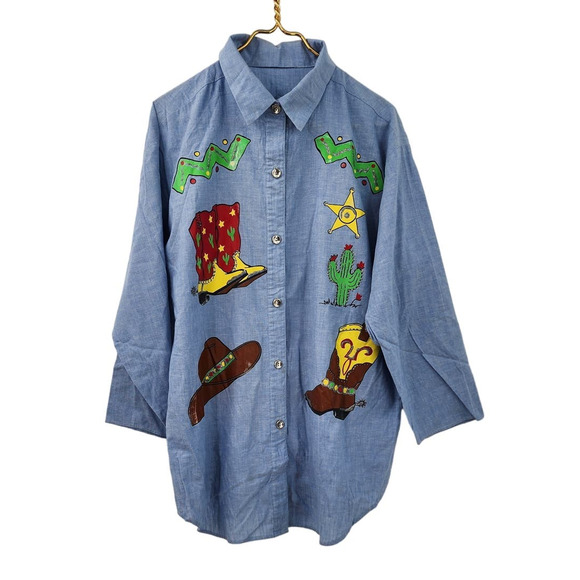 Vintage Western Rodeo Handmade Button Down Estimated size XL - Picture 1 of 13